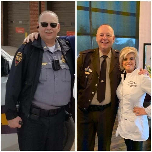 Dr. Petra Whisenhunt standing next to a man in uniform at Petra’s Weight Loss Clinic