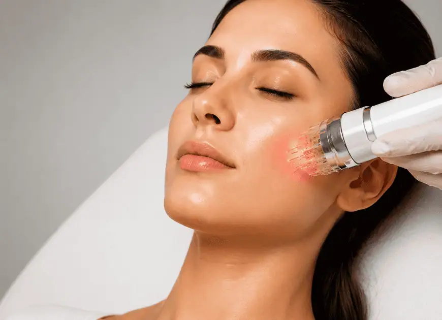 RF microneedling facial treatment for skin tightening and collagen boost.