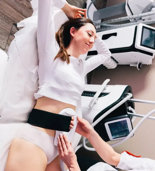 Body sculpting session on reclined patient in Oklahoma City, OK
