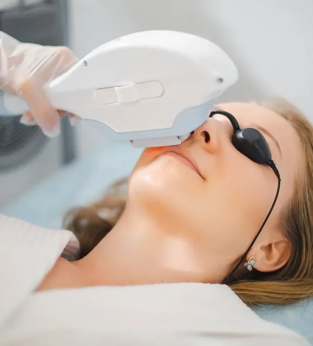 Woman relaxing under laser skin device in Oklahoma City, OK